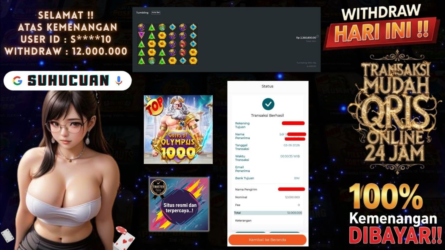 SUHUCUAN JACKPOT SLOT GATES OF OLYMPUS 1000